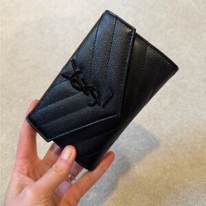 Yves Saint Laurent Chevron Black Wallet